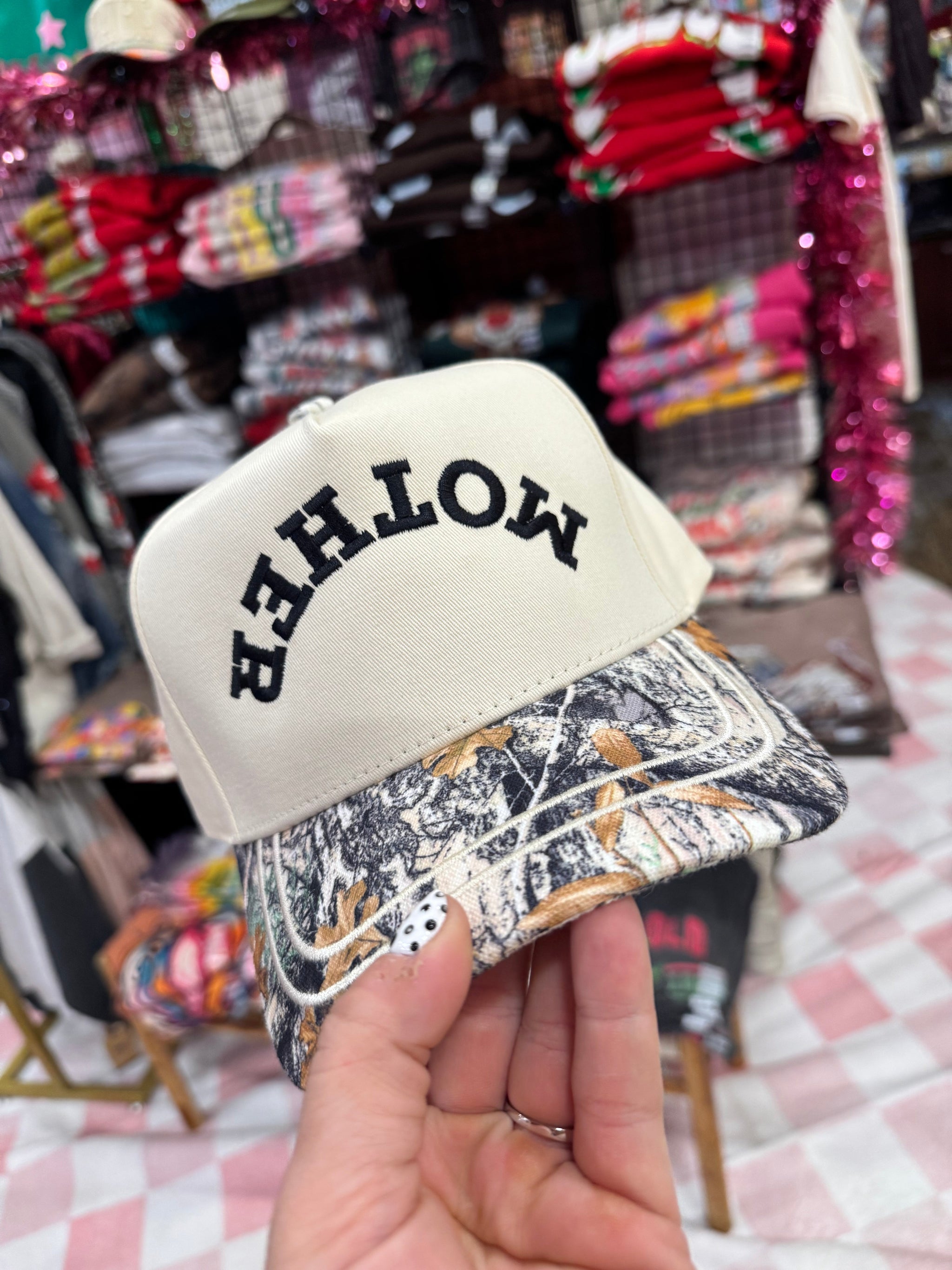 Mother Curve Hat – Camo Bill Adjustable Cap