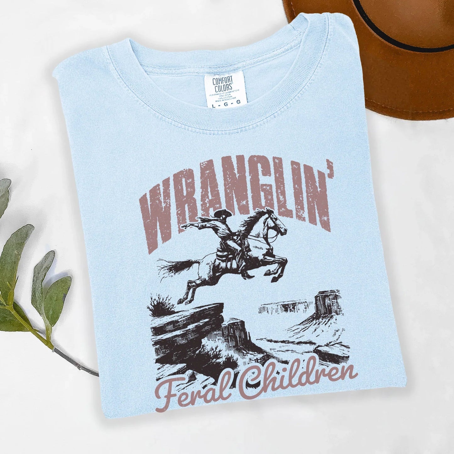 Wranglin’ Feral Children T-Shirt | Funny Western Mom Shirt | Country Mama Tee | Parenting Humor Graphic Tee | Chaos Coordinator Shirt