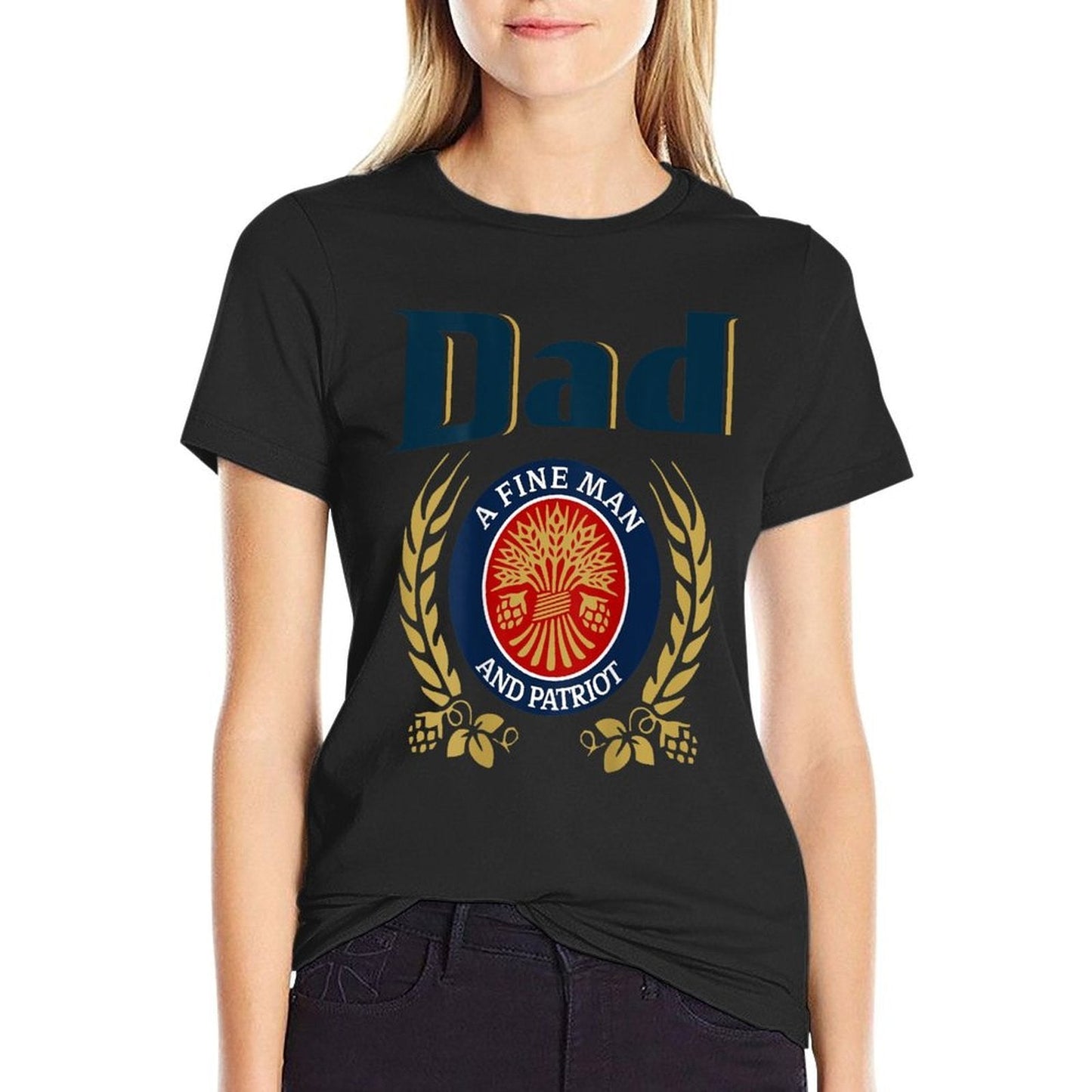 Dad A Fine Man and Patriot Humor Beer Drinking Tee – Fade-Proof