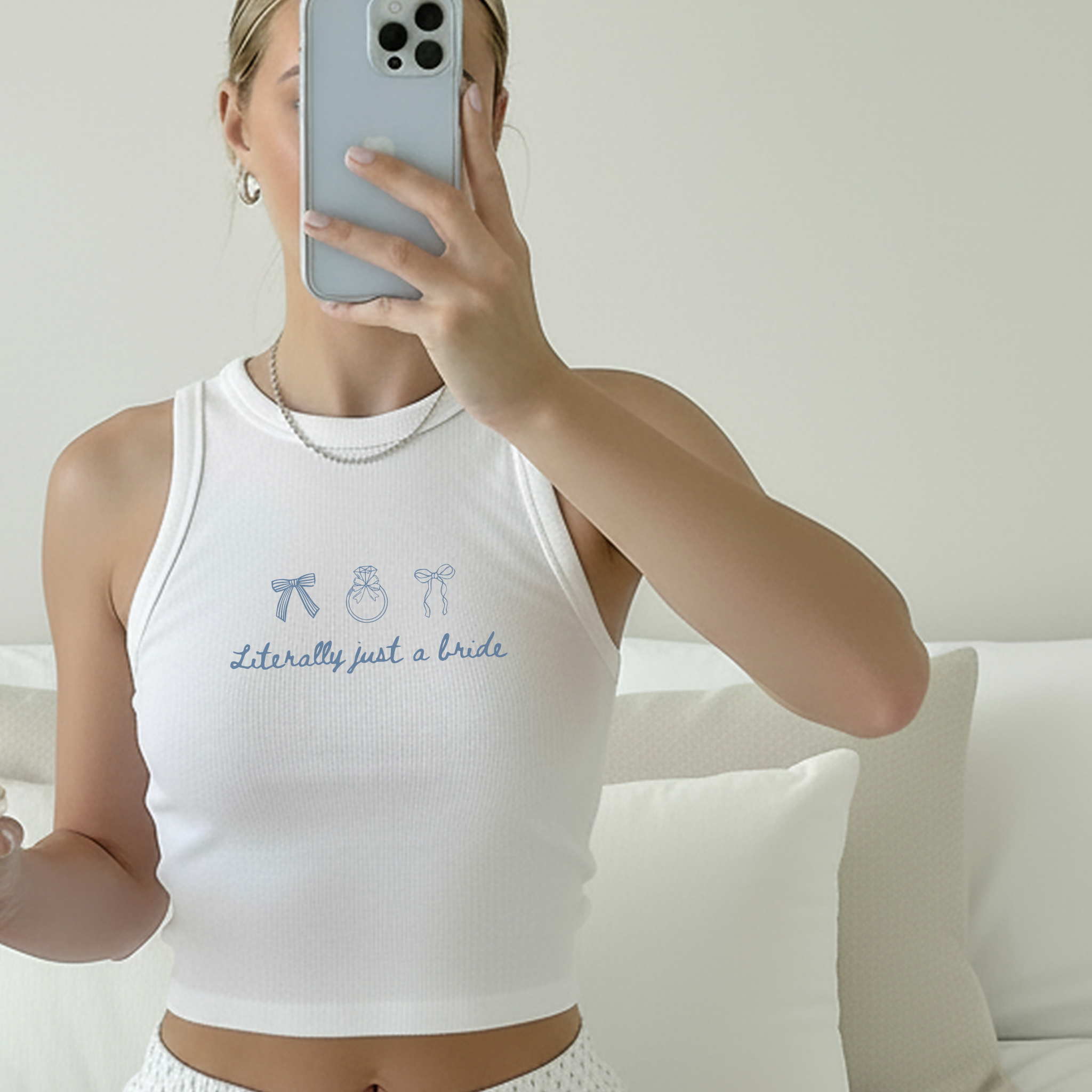 Literally Just a Bride Ribbed Crop Tank – Bridal Lounge Getting Ready Top