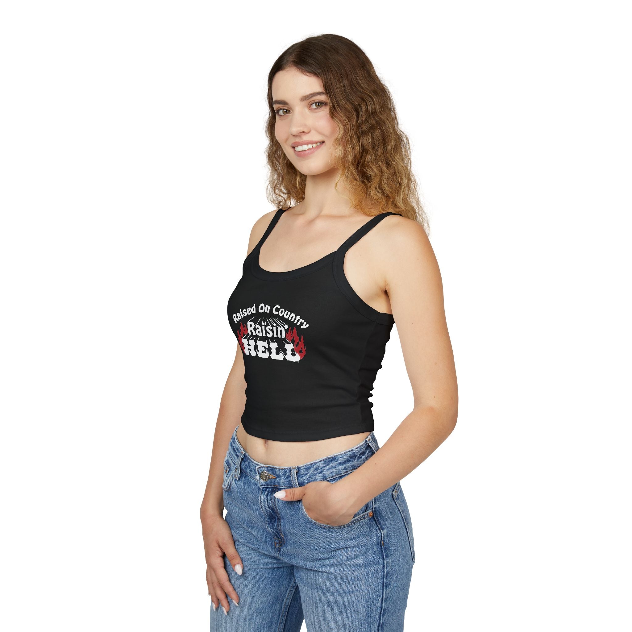 Raised on Country, Raisin’ Hell Spaghetti Strap Tank Top