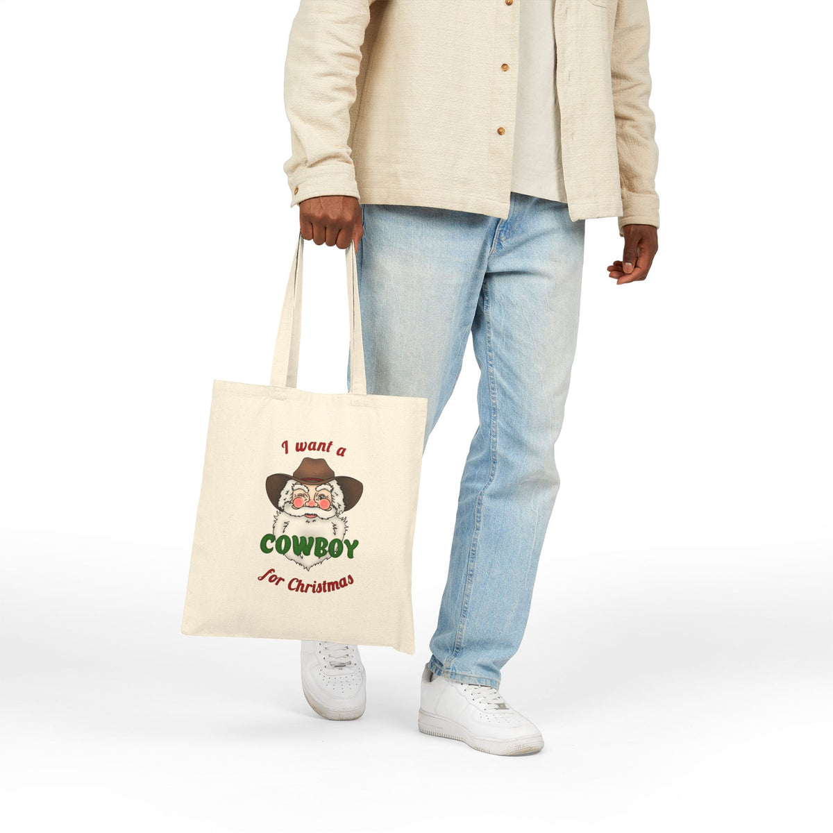 Cowboy Christmas Canvas Tote Bag