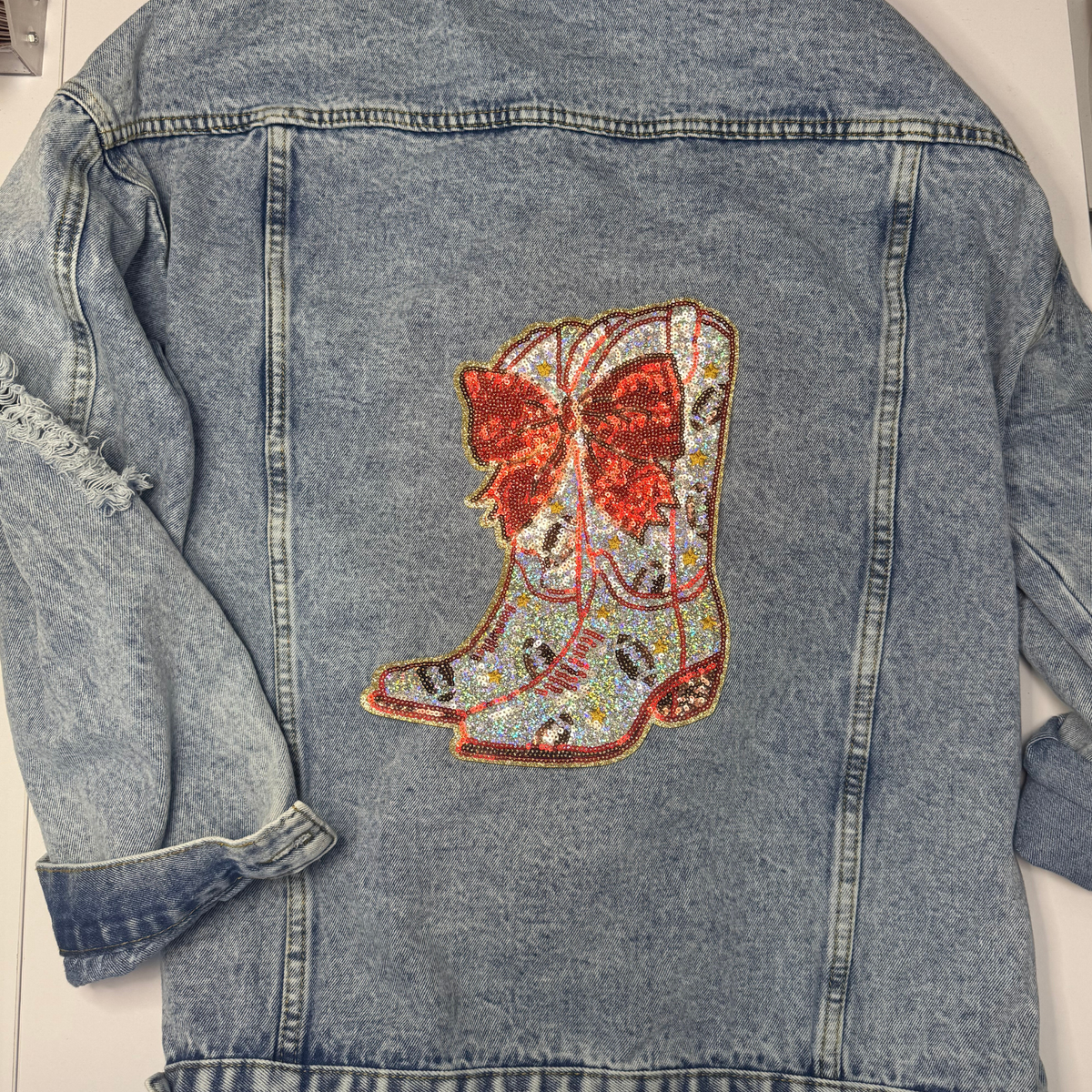 10" Football Cowboy Boots - Sequin Patch