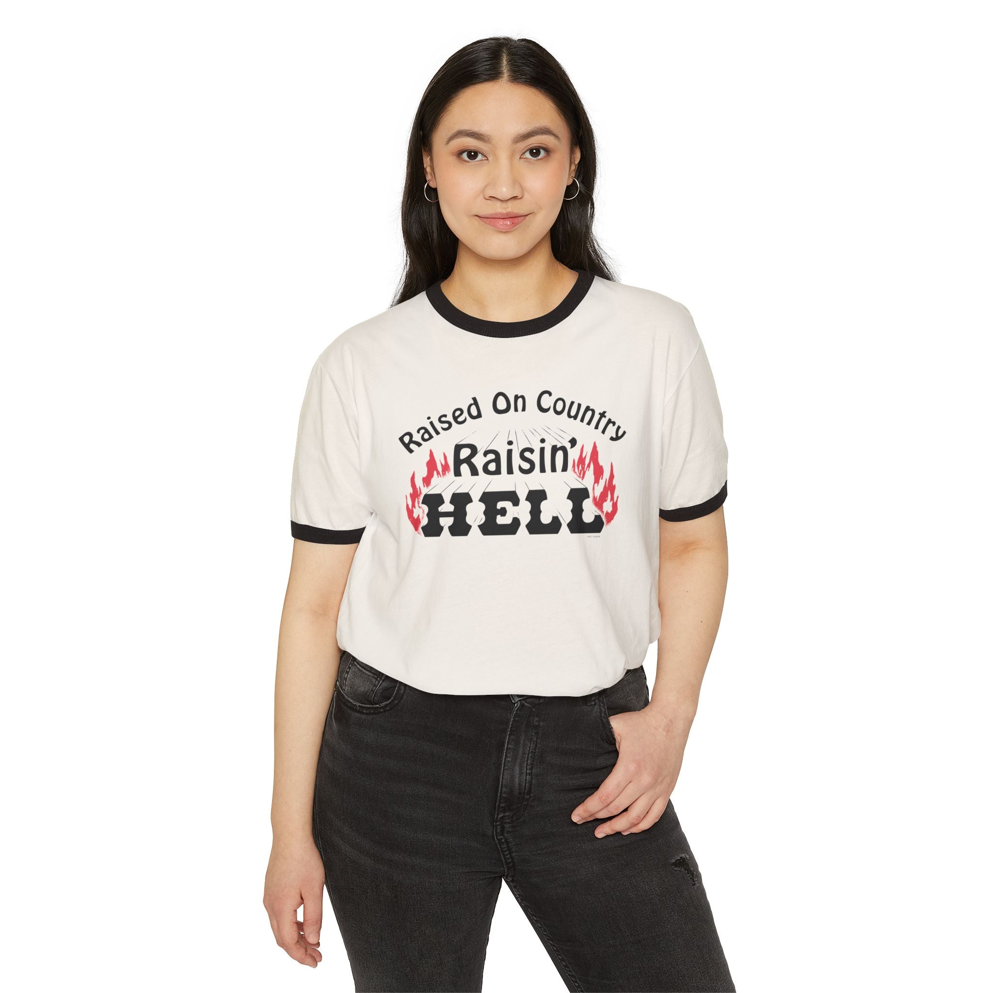 Raised on Country, Raisin’ Hell Ringer T-Shirt