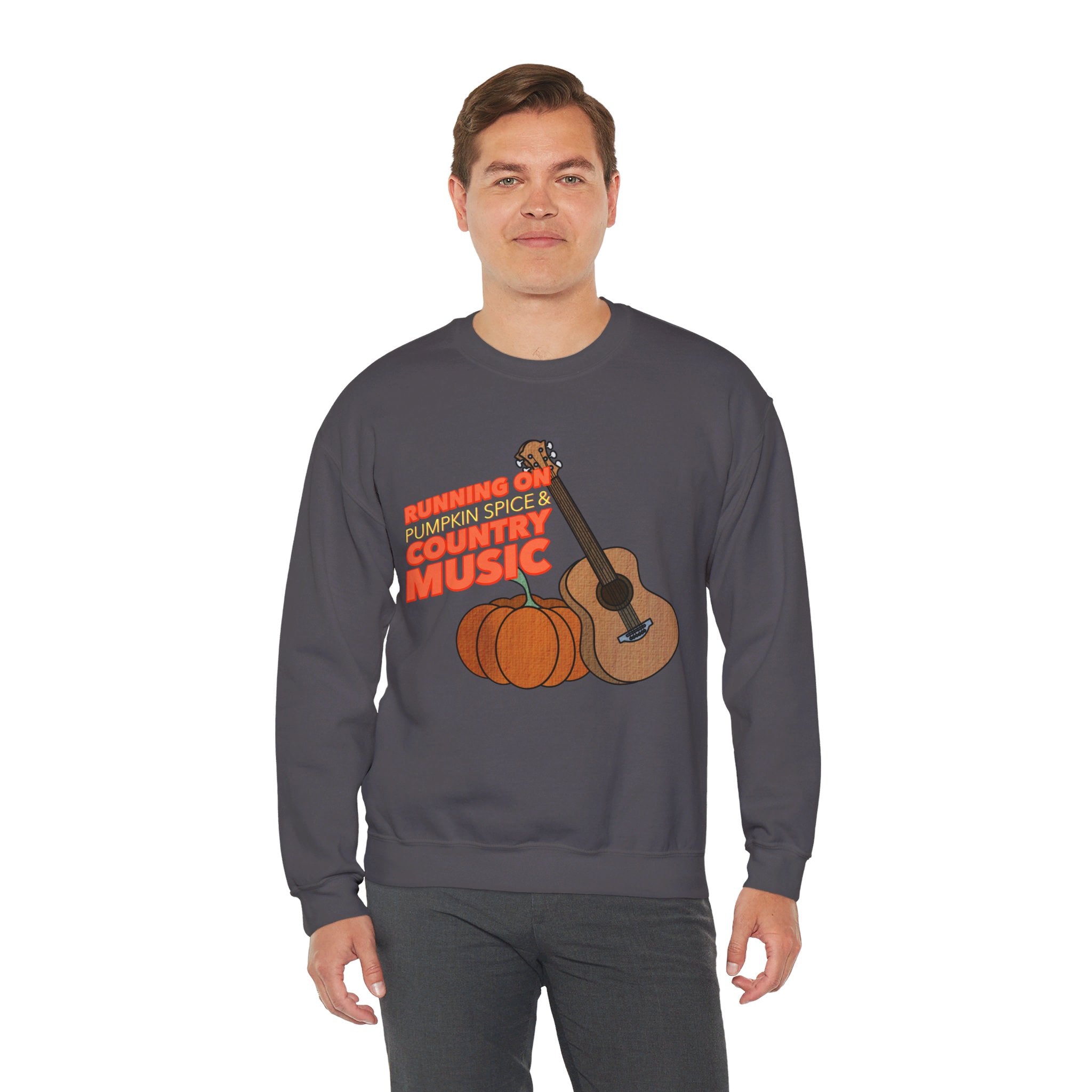 Running on Pumpkin Spice Country Music  Crewneck Sweatshirt