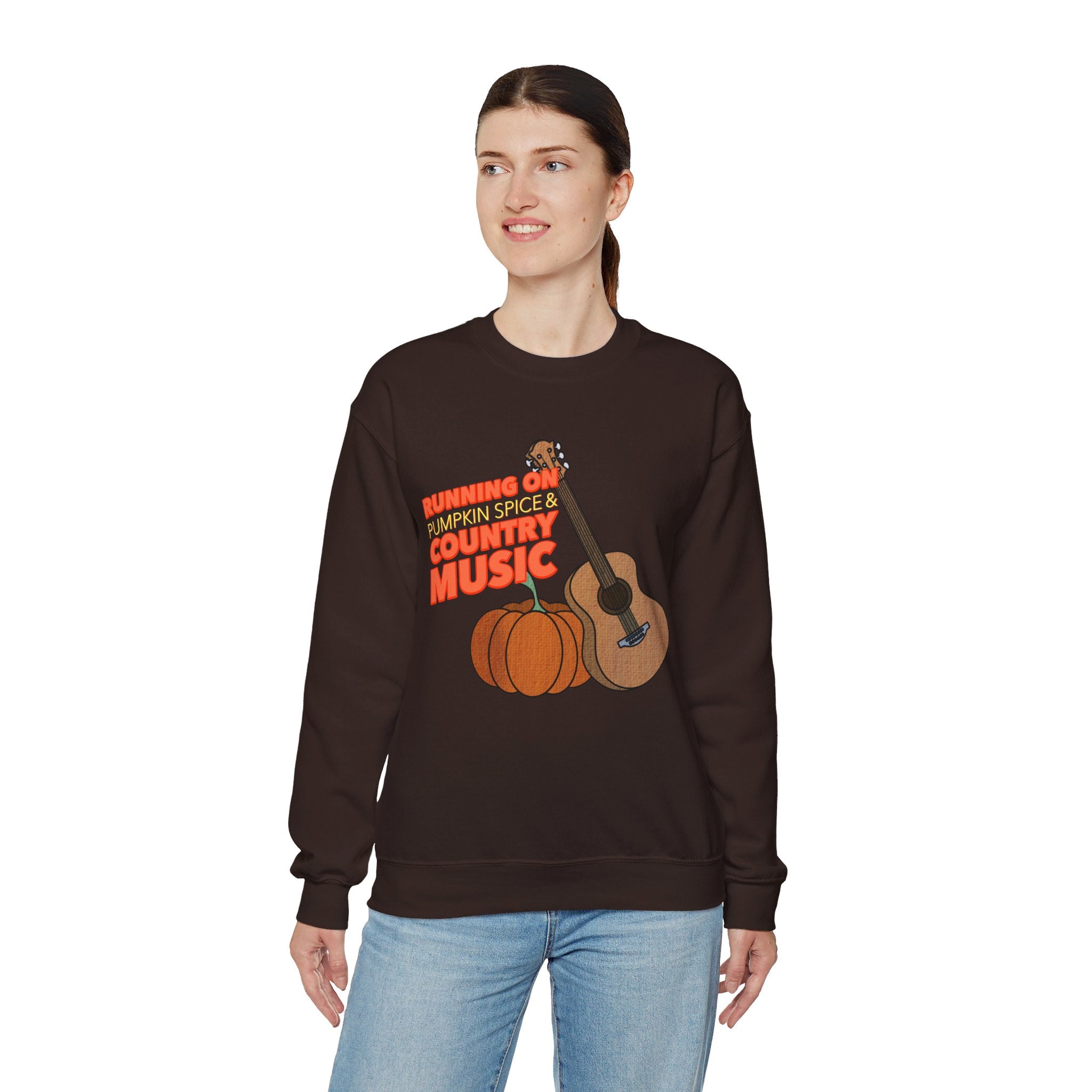 Running on Pumpkin Spice Country Music  Crewneck Sweatshirt