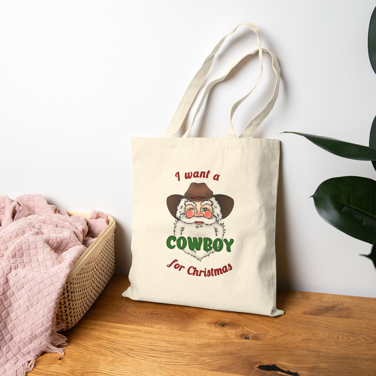 Cowboy Christmas Canvas Tote Bag