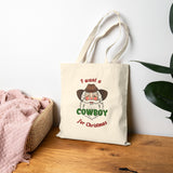 Cowboy Christmas Canvas Tote Bag