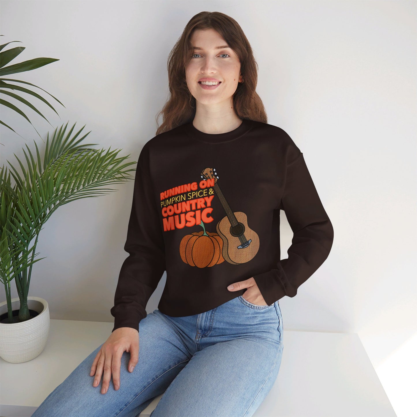 Running on Pumpkin Spice Country Music  Crewneck Sweatshirt