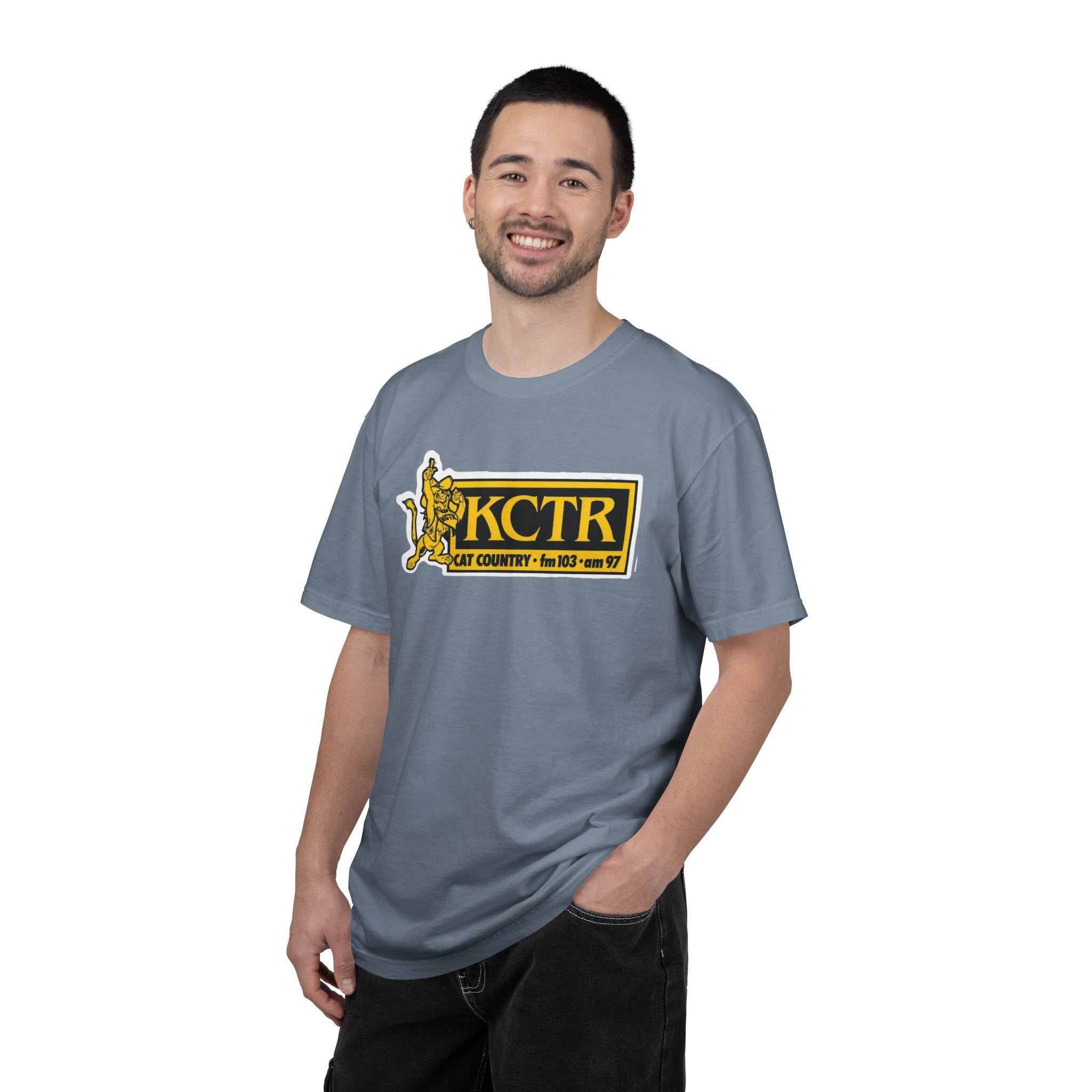 Retro Cat Country 102.9 KCTR Unisex Garment-Dyed T-shirt