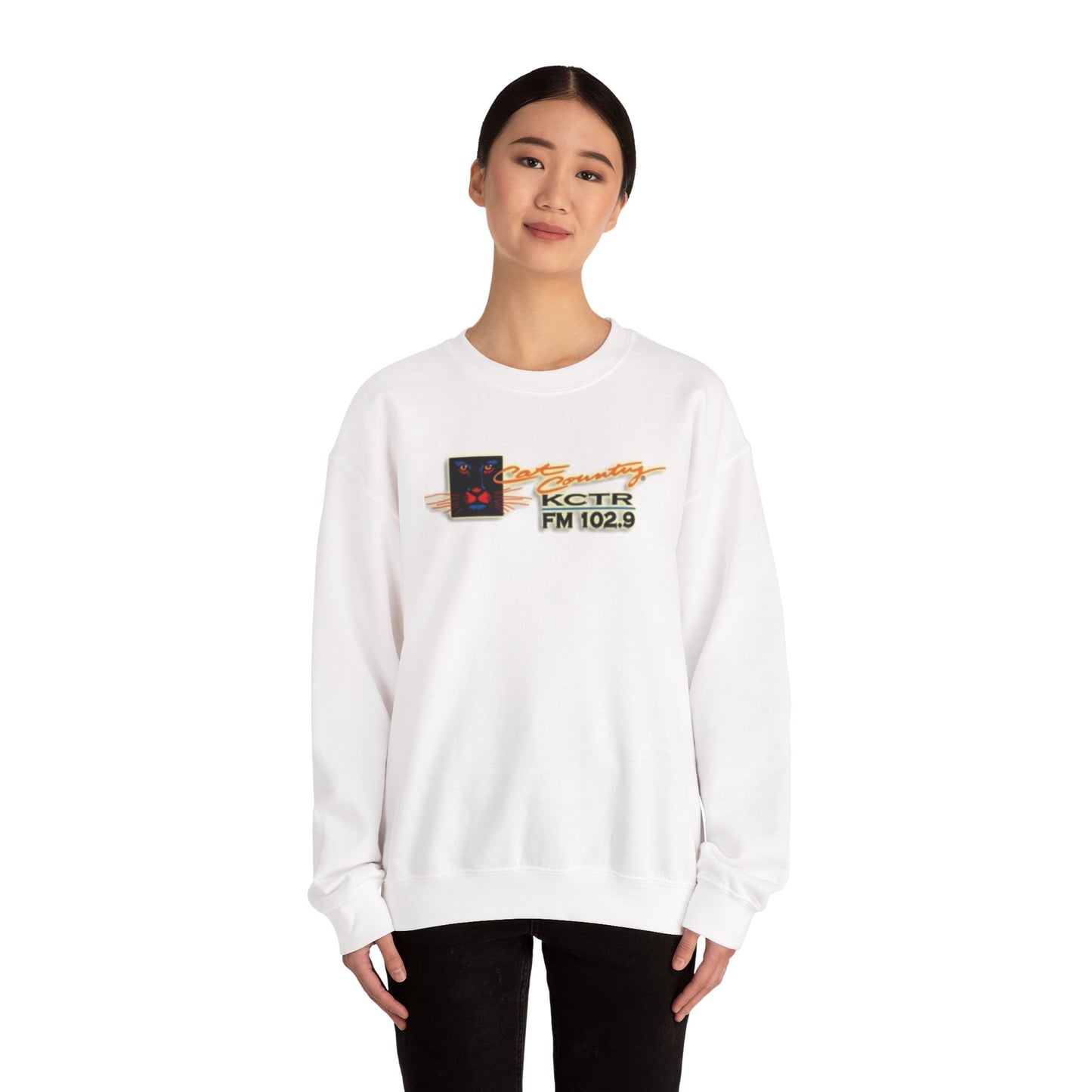 Retro Cat Country 102.9 KCTR Unisex Heavy Blend™ Crewneck Sweatshirt