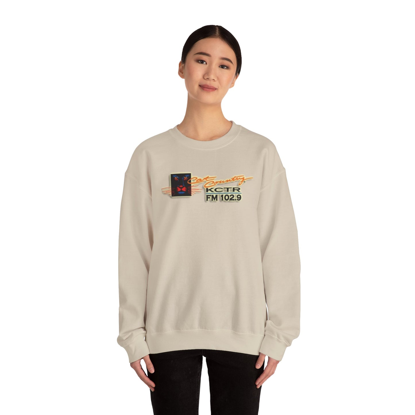 Retro Cat Country 102.9 KCTR Unisex Heavy Blend™ Crewneck Sweatshirt