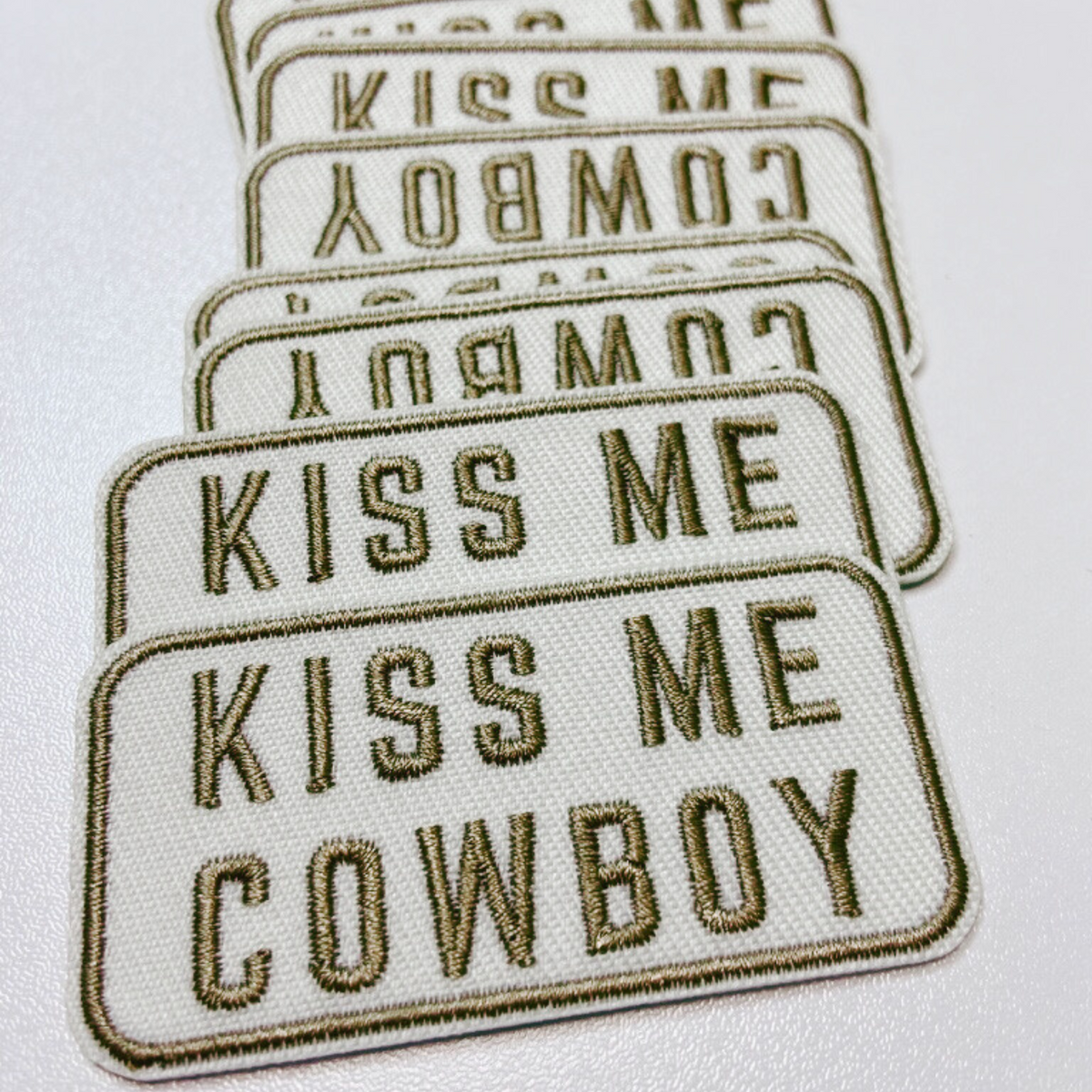 2.5" Kiss Me Cowboy - Embroidered Hat Patch