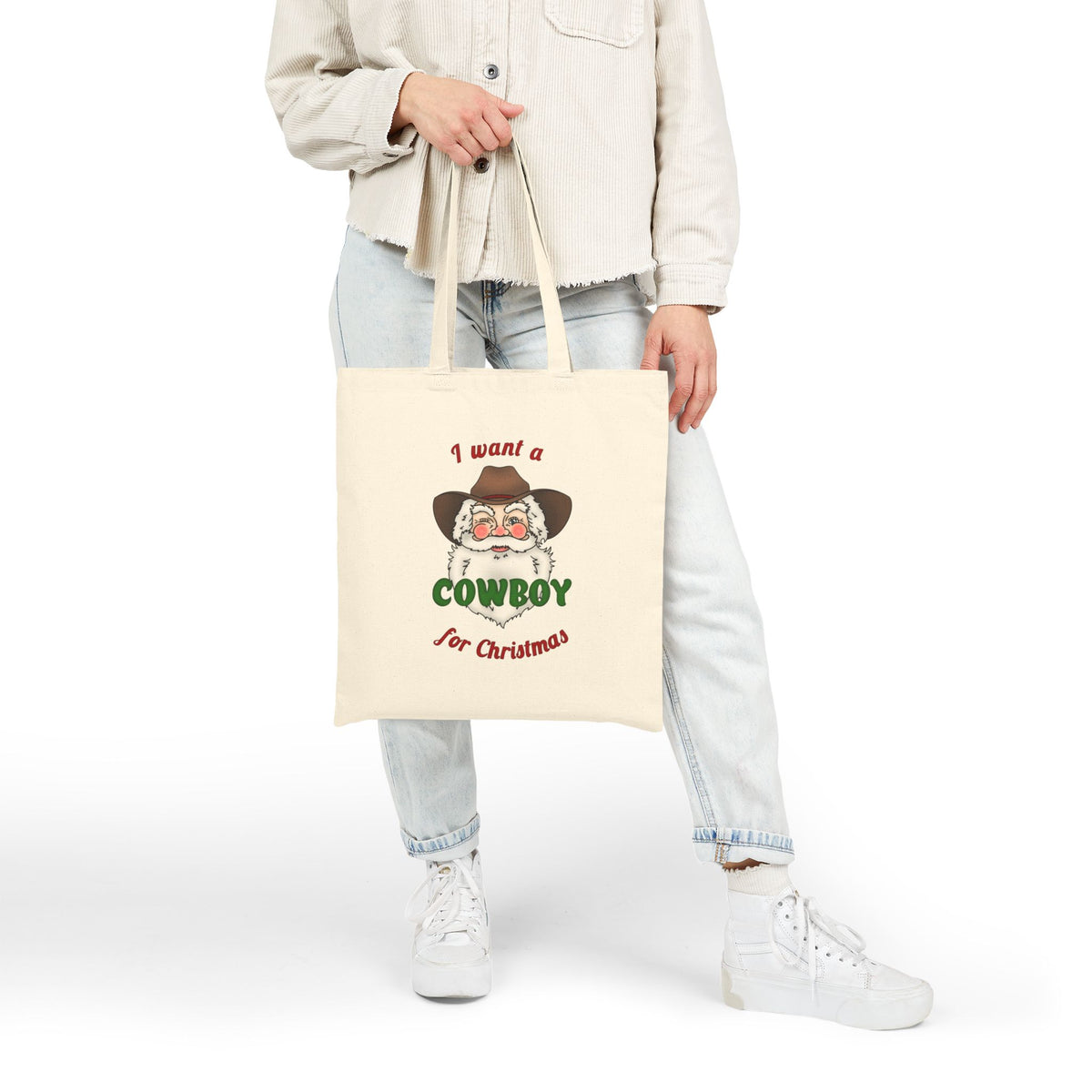 Cowboy Christmas Canvas Tote Bag