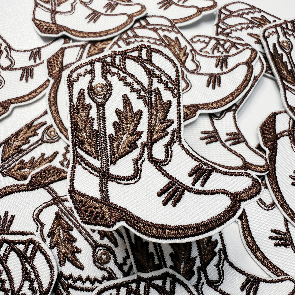 2" Cowboy Boots in BROWN - Embroidered Hat Patch
