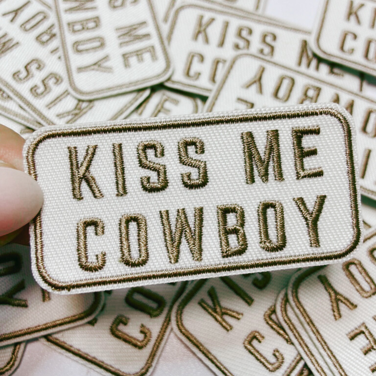 2.5" Kiss Me Cowboy - Embroidered Hat Patch