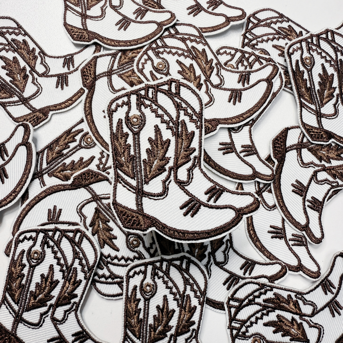 2" Cowboy Boots in BROWN - Embroidered Hat Patch