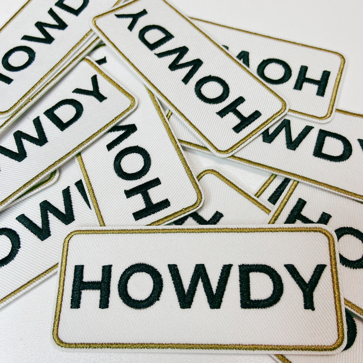 3.5" HOWDY in Tan & Black - Embroidered Hat Patch