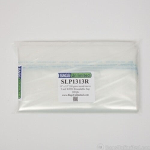 Bu Slp1313R 180G LP Jckt Slv Rslable 100 Cnt Clr - Bags Unlimited SLP1313R - 12 IN 180G LP Jacket Sleeve - Resealable - 100 CNT