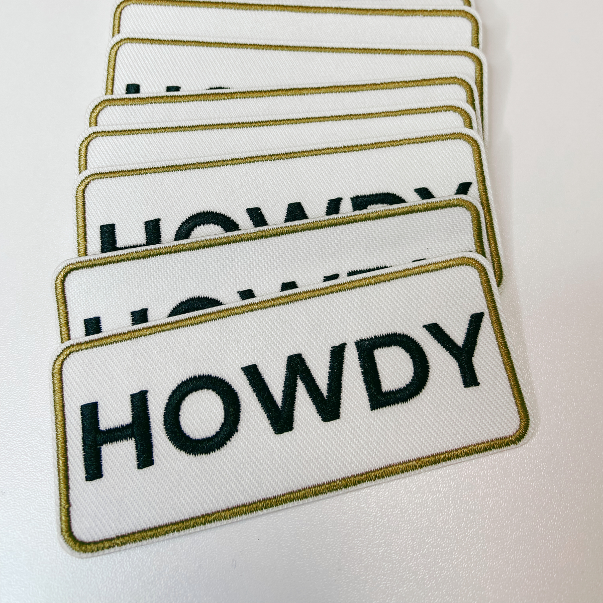 3.5" HOWDY in Tan & Black - Embroidered Hat Patch