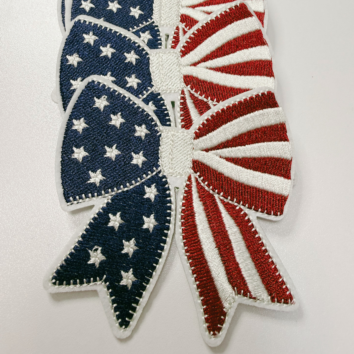 3" Patriotic Bow, USA Flag - Embroidered Hat Patch