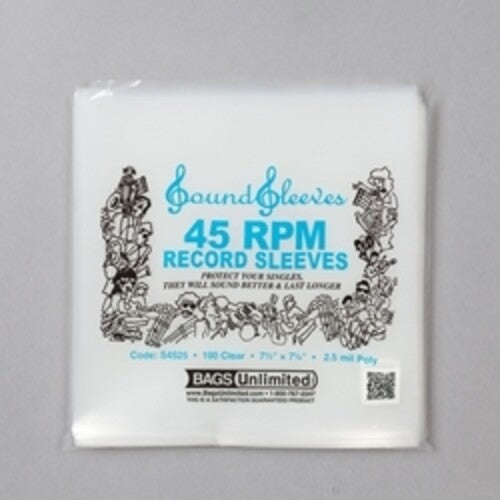 Bu S4525 45 Rpm LP Outer Sleeve 100 Cnt Clear - Bags Unlimited S4525 - 7 Inch 45 RPM Record Outer Sleeve - 100 Count (Clear)