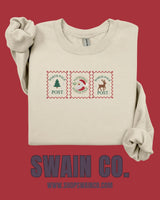 Christmas Rustic Stamp Embroidered Sweatshirt | Vintage Holiday Crewneck | Cozy Christmas Sweatshirt | Farmhouse Christmas Gift | Embroidered Crewneck