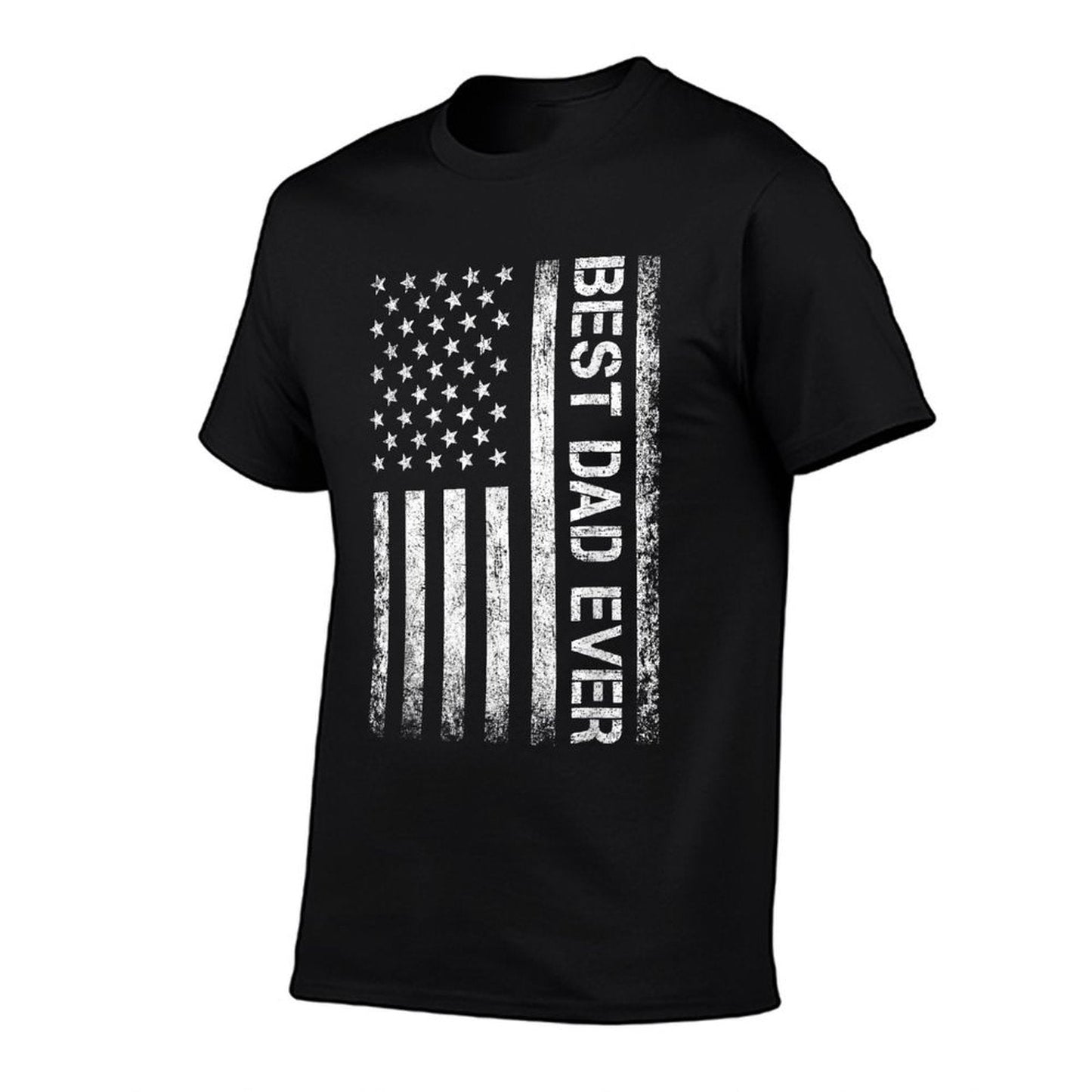 Best Dad Ever American Flag Father's Day Ribbed Collar T-Shirt