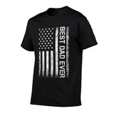Best Dad Ever American Flag Father's Day Ribbed Collar T-Shirt