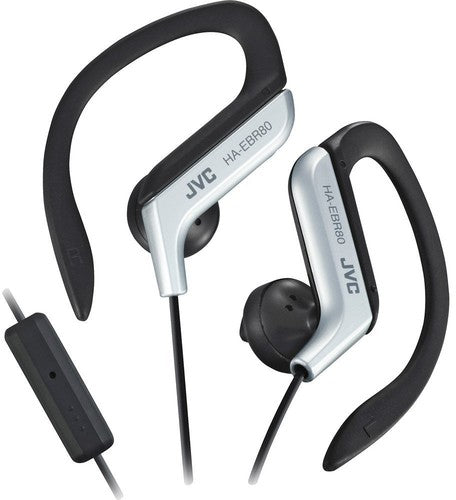 Jvc Haebr80s Sport Clip Earphones Microphone Slv - JVC Ha-Ebr80-S Sport Clip Earphones W/Microphone (Silver)
