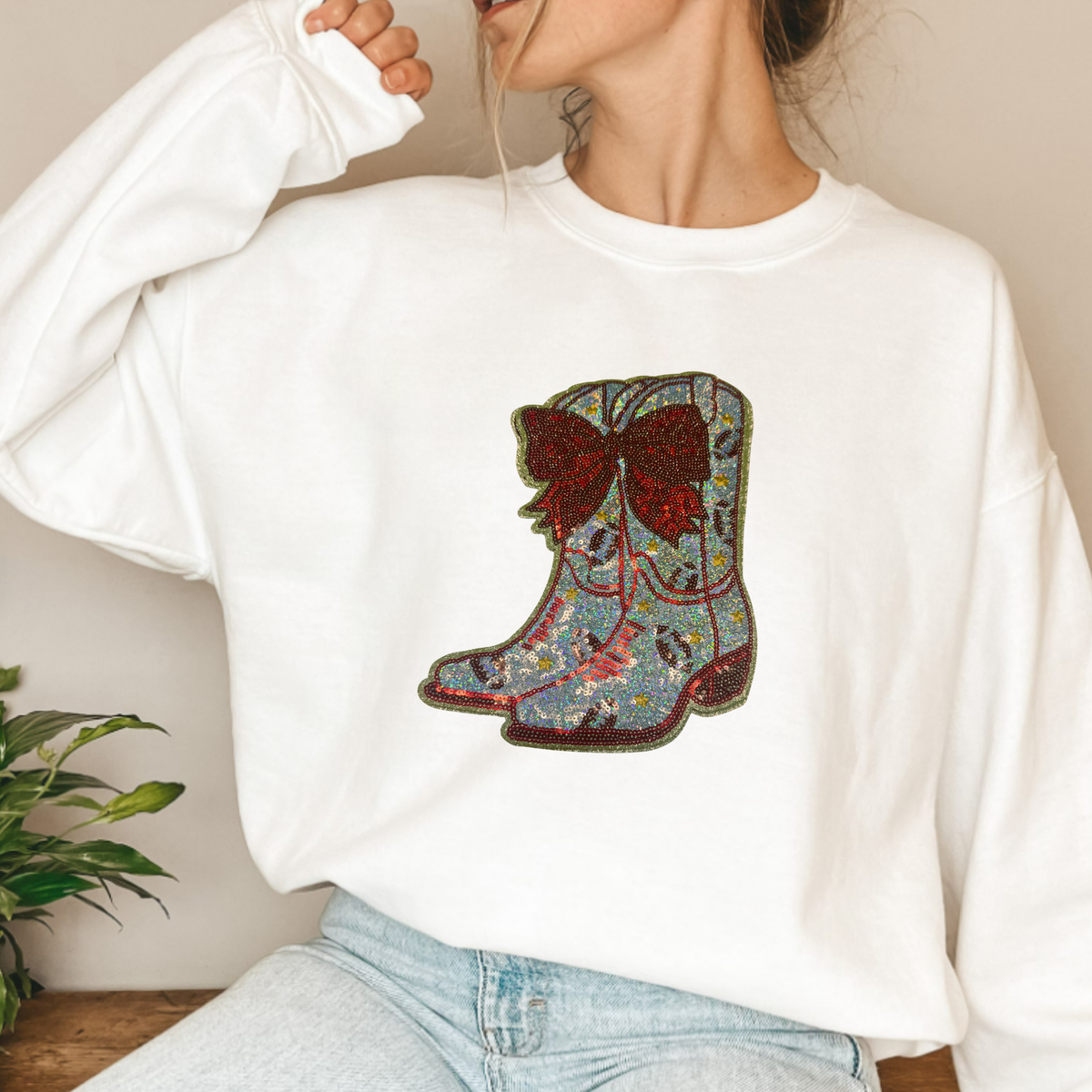 10" Football Cowboy Boots - Sequin Patch