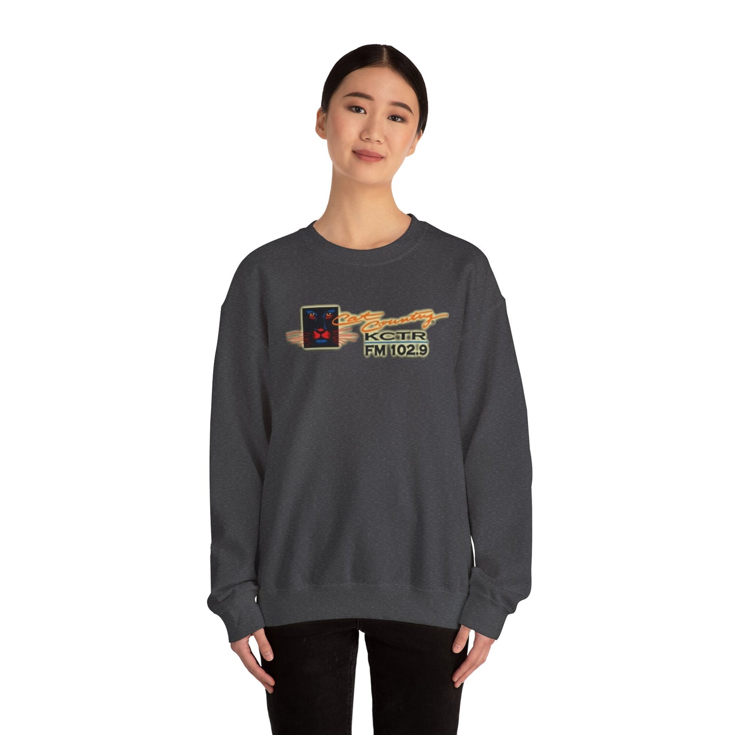 Retro Cat Country 102.9 KCTR Unisex Heavy Blend™ Crewneck Sweatshirt