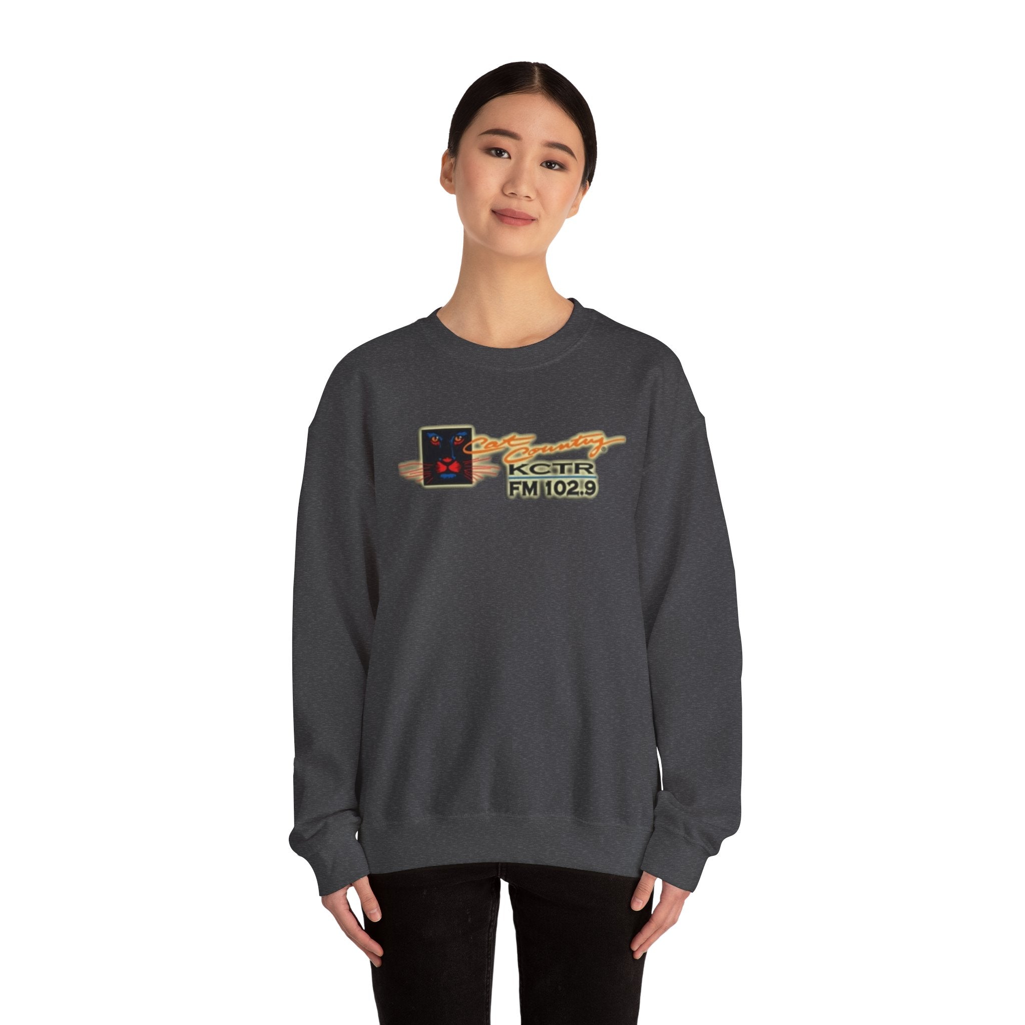 Retro Cat Country 102.9 KCTR Unisex Heavy Blend™ Crewneck Sweatshirt