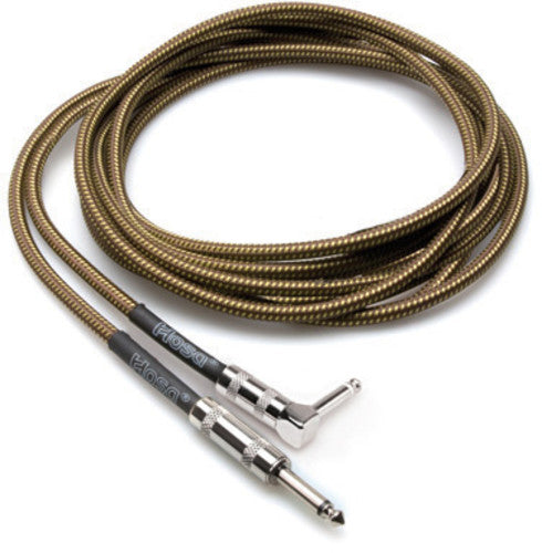 Hosa Tweed Guitar Cable Straight to R-Angle 18Ft - Hosa GTR-518R Tweed Guitar Cable Straight to R-Angle 18FT