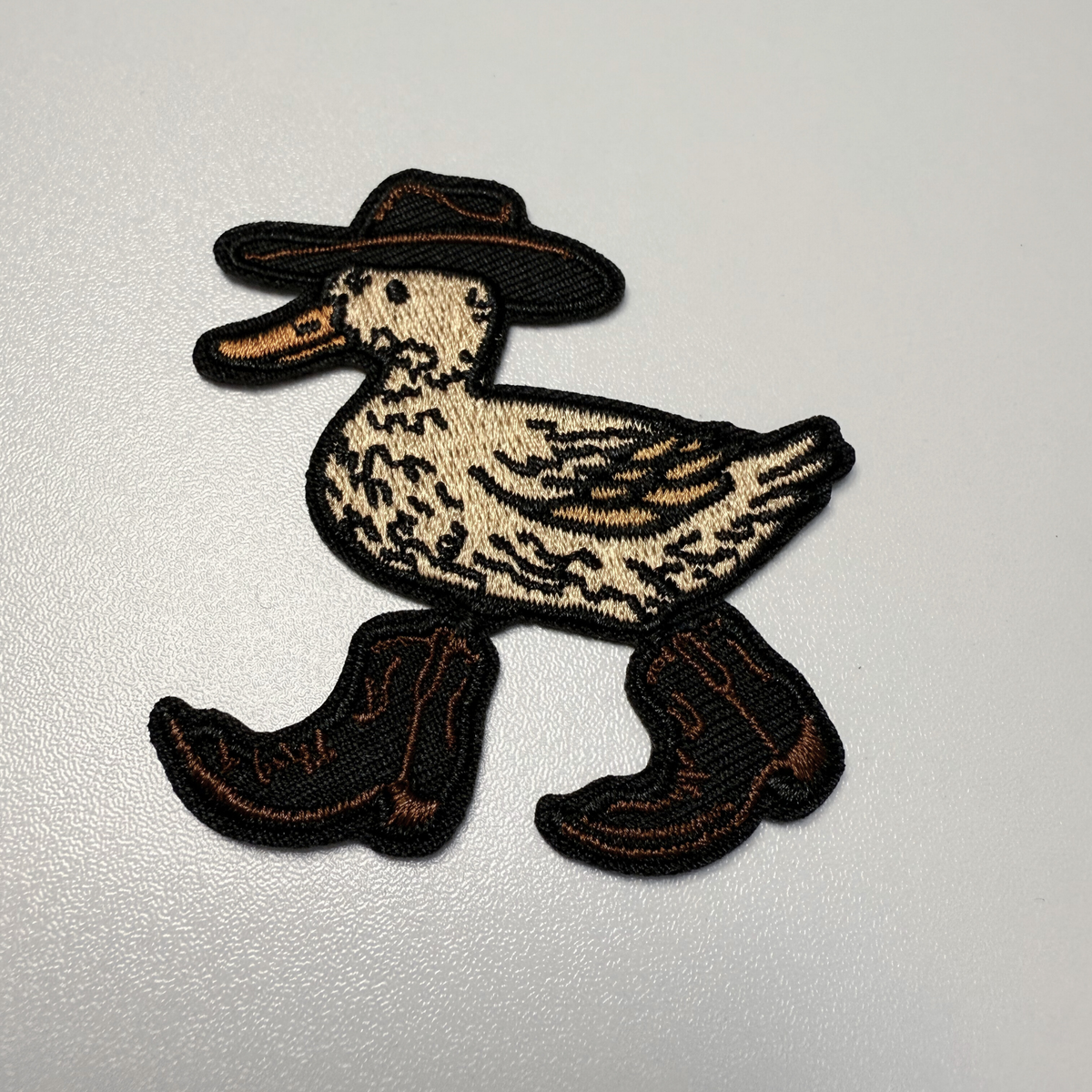 3" Western Duck With Hat & Boots - Embroidered Hat Patch