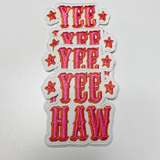 3" Yee Haw in PINK - Embroidered Hat Patch