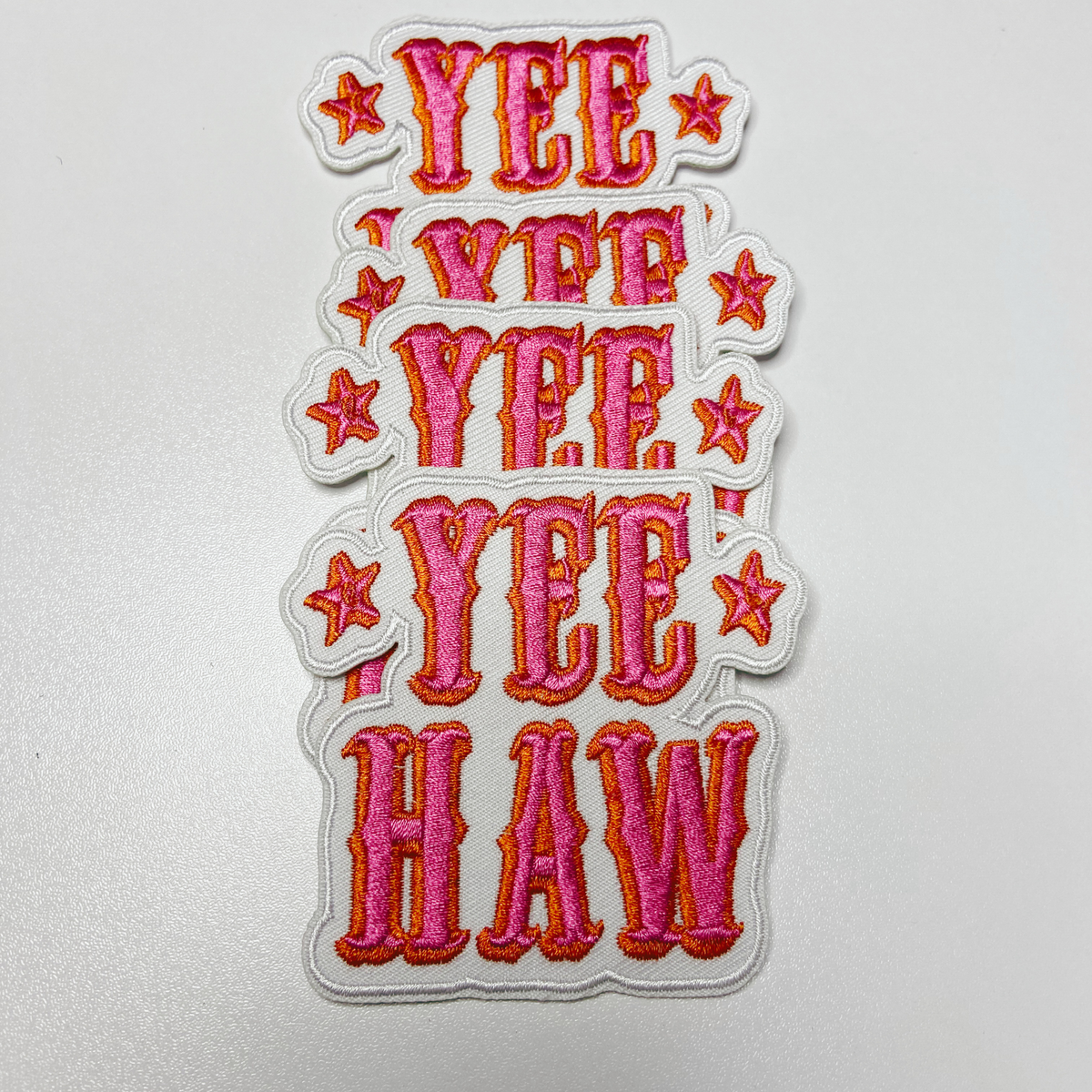 3" Yee Haw in PINK - Embroidered Hat Patch