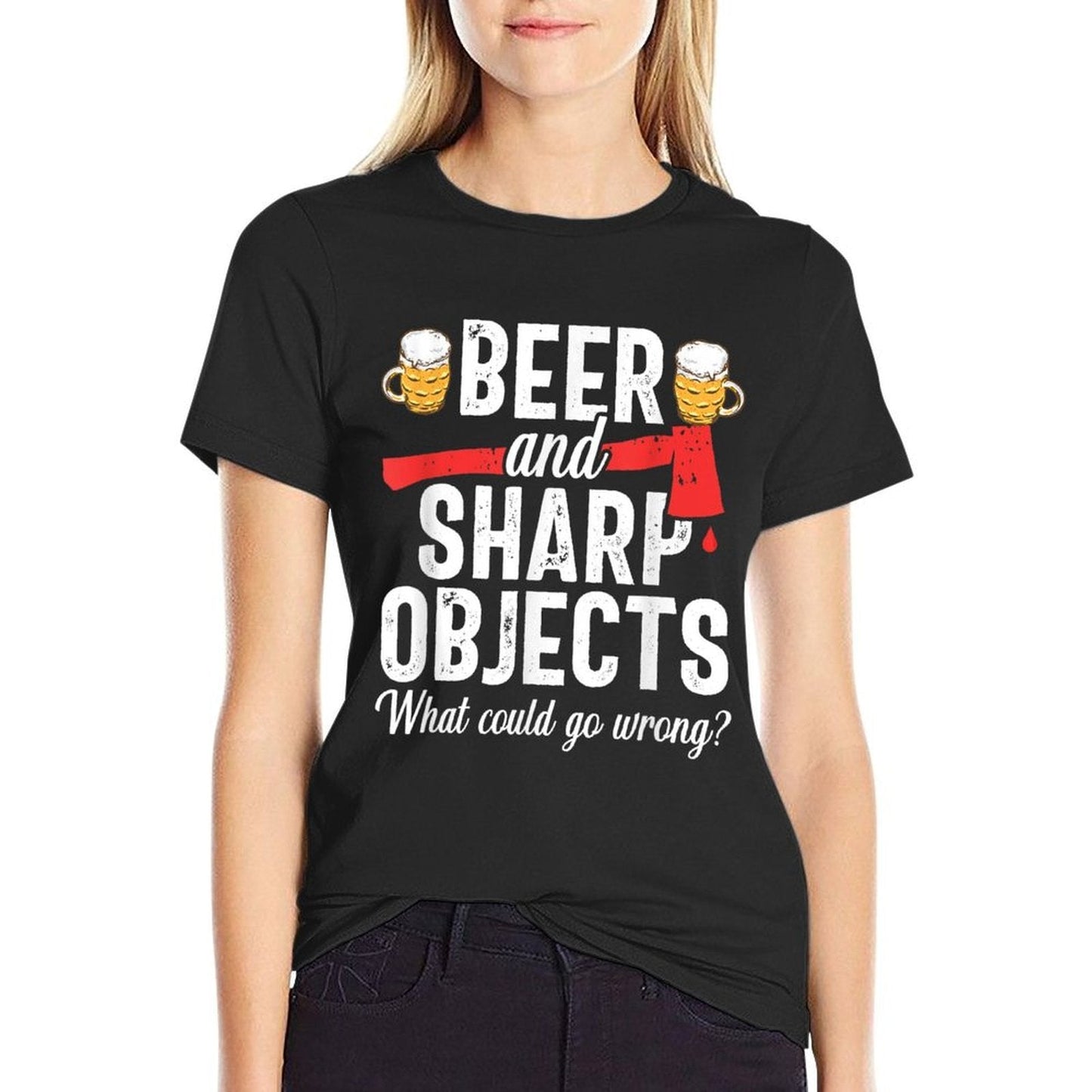 Axe Throwing Dad Funny Beer Hatchet Lumberjack Hobby Tee