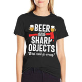 Axe Throwing Dad Funny Beer Hatchet Lumberjack Hobby Tee