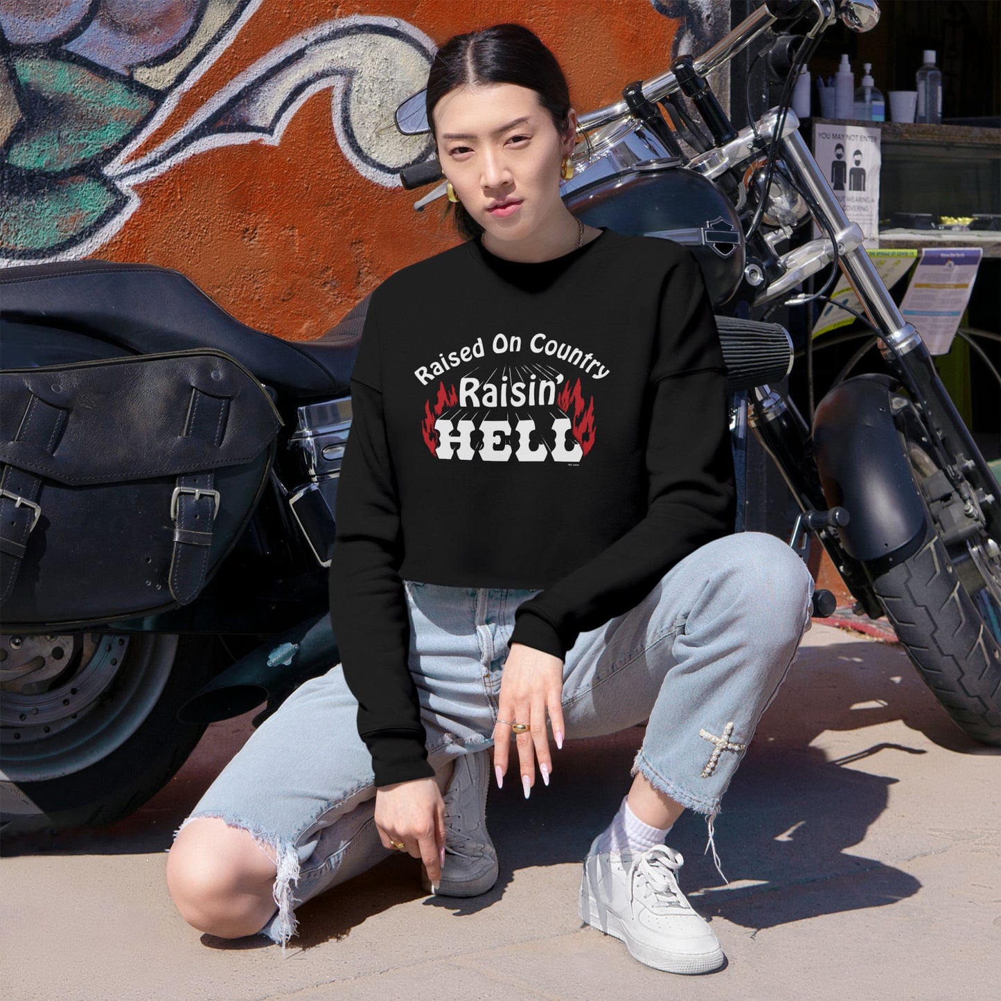 Raised on Country, Raisin’ Hell Cropped Sweatshirt