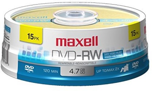 Maxell 635117 DVD-Rw DVD Rewritable DVD 15 Pack - Maxell 635117 DVD-RW DVD Rewritable DVD Discs 4.7GB 2X 120 Min Spindle 15 Pack