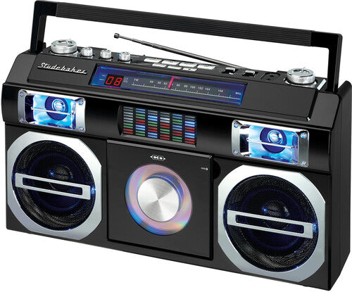 Studebaker Sb2145B Str Bt Bmbx Fm CD 10W Spkr Blk - Studebaker SB2145B 80s Retro Street Bluetooth  Boombox - 10 Watts (Black)