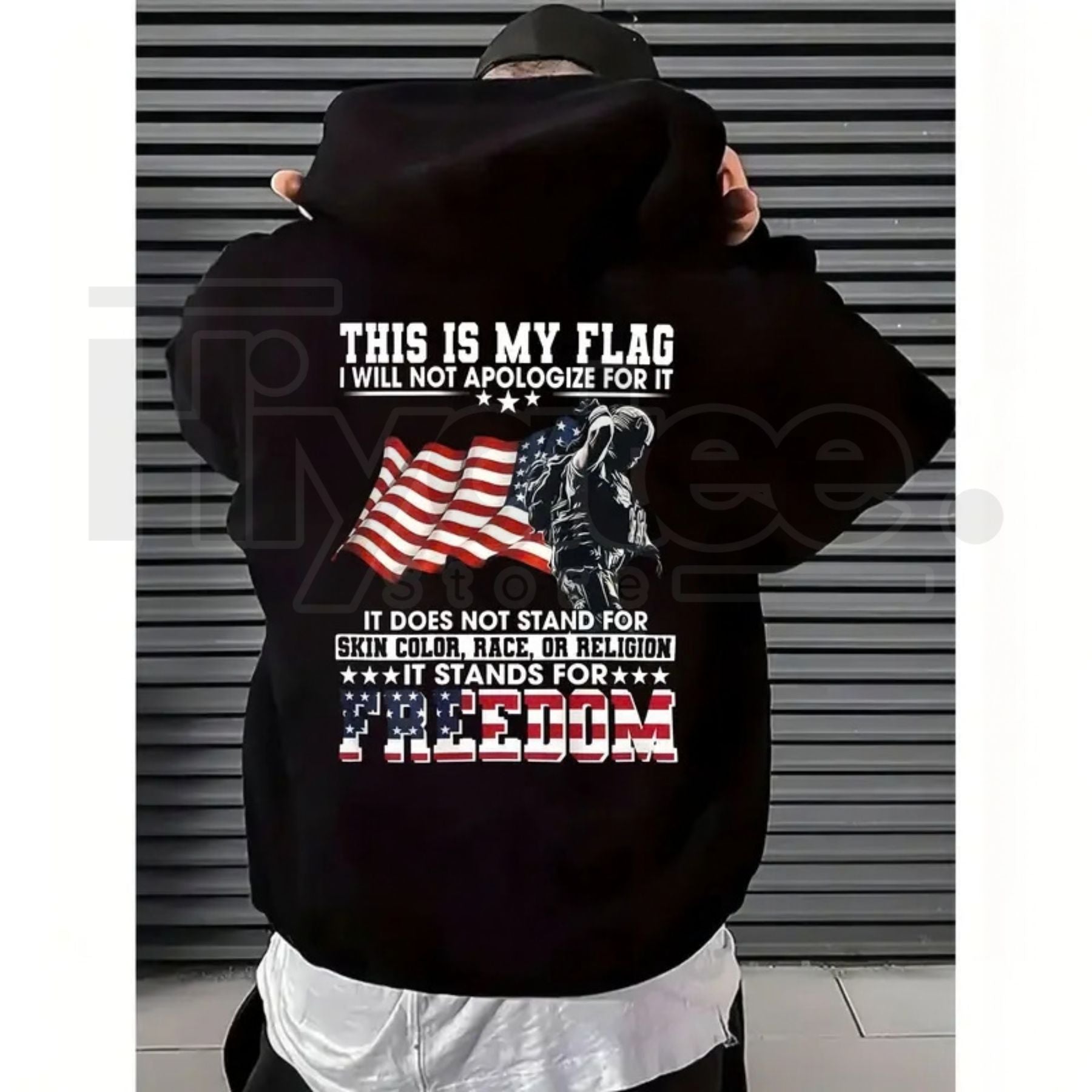 Stand for Freedom Vintage Patriotic American Flag Soldier Tee