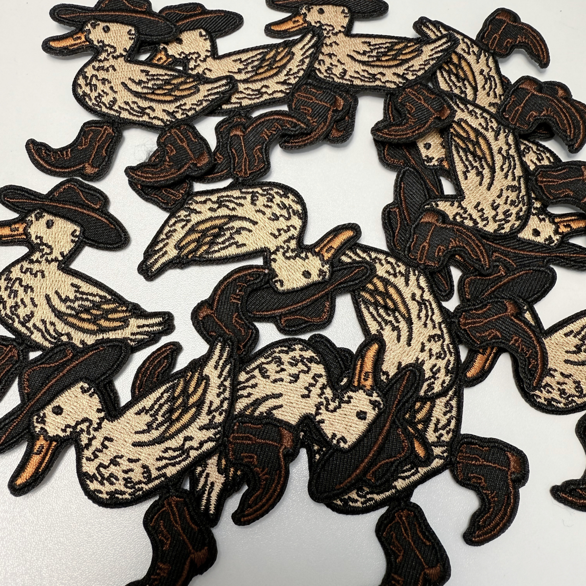 3" Western Duck With Hat & Boots - Embroidered Hat Patch