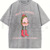 Hold On Partner I'm Growing A Little Buckaroo Vintage Washed T-Shirt – Retro Cowboy Frog Graphic Tee