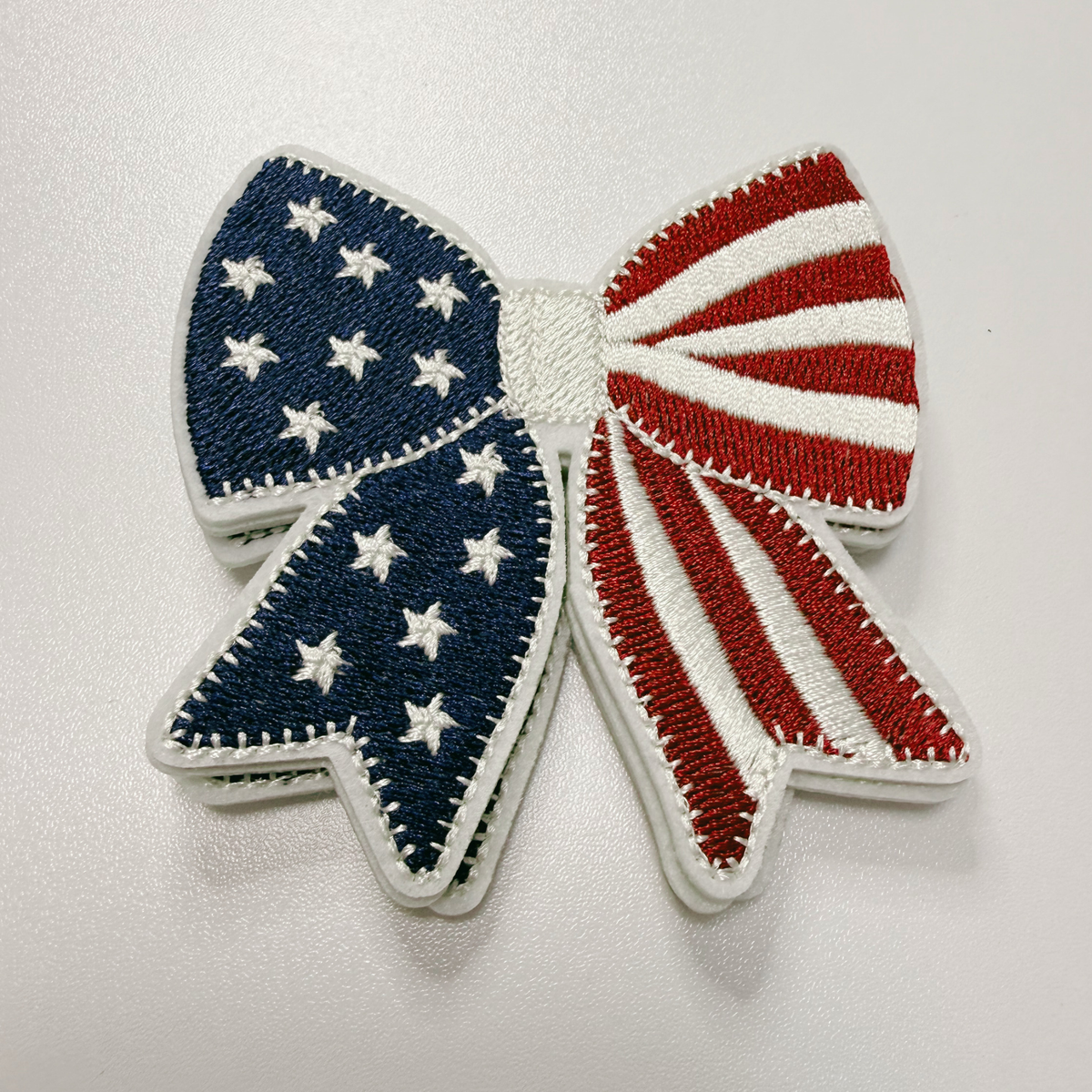 3" Patriotic Bow, USA Flag - Embroidered Hat Patch
