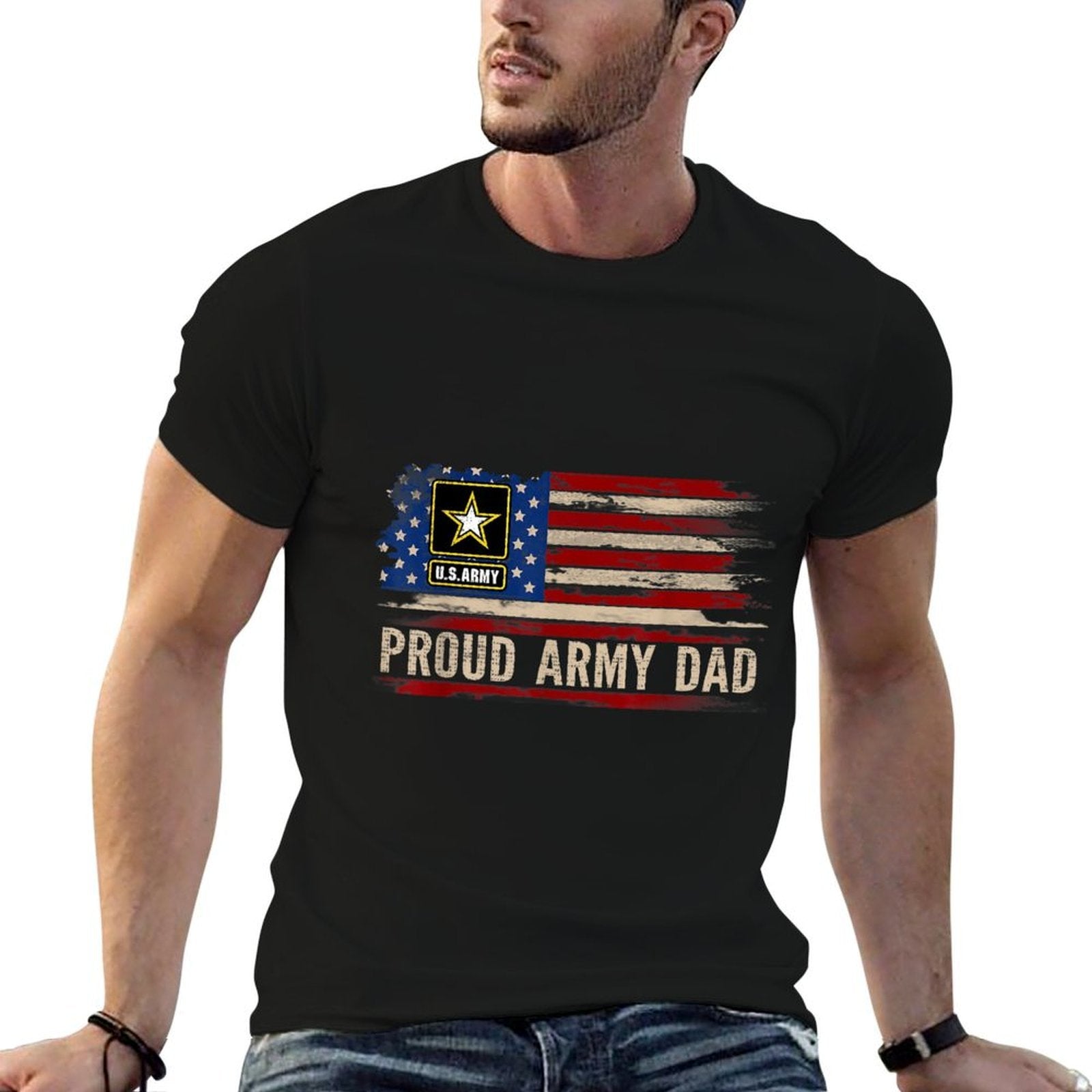 Vintage Proud Army Dad American Veteran Gift Summer Tee