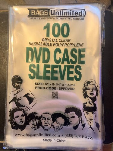 Bu Sppdvdr DVD Cs Slv Re-Seal 6X8.25 100Ct 1.5M Cl - Bags Unlimited SPPDVDR DVD Case Sleeves - Resealable Flap - 6 X 8.25 - 100 Count (Crystal Clear)