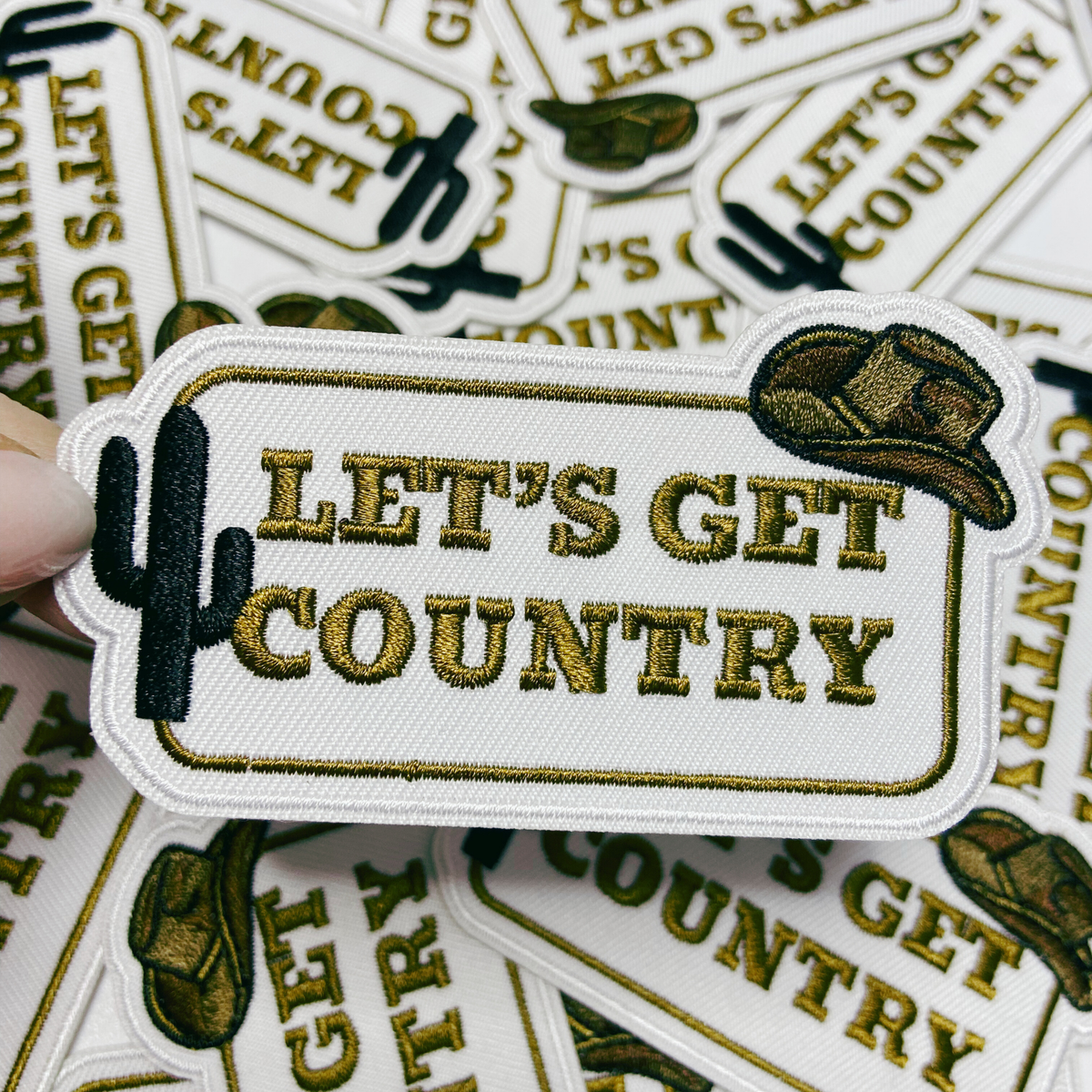 3.5" Let's Get COUNTRY - Embroidered Hat Patch