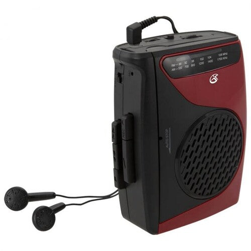 Gpx Cas337 Portable Cassette Player Fm Red/Blk - GPX CAS337 Portable Cassette Player with AM/FM Radio/Voice Record (Red/Black)